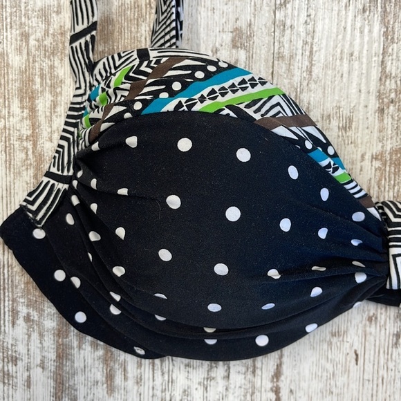 Coco Reef NWT Divine Power Black Multi Polka Dot Underwire Bikini Top 32/24D - Picture 2 of 9